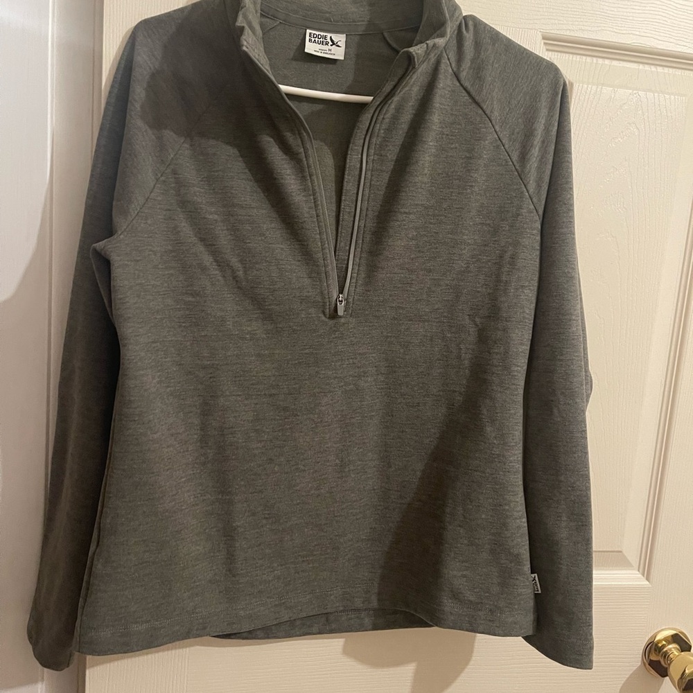 2/$50 final sale Eddie Bauer Women's Gray Half-Zip Sweater